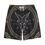 Vintage Capricorn Zodiac Sign Print Cotton Shorts
