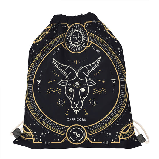 Vintage Capricorn Zodiac Sign Print Drawstring Bag