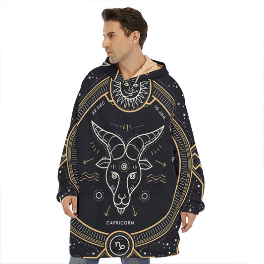 Vintage Capricorn Zodiac Sign Print Hoodie Blanket
