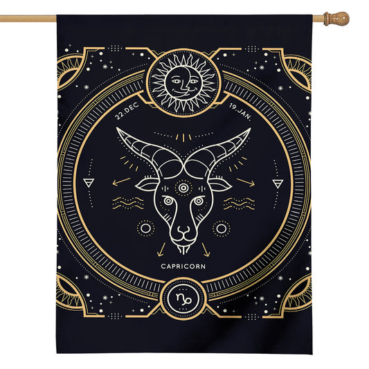 Vintage Capricorn Zodiac Sign Print House Flag