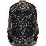Vintage Capricorn Zodiac Sign Print Long Sleeve Baseball Jersey
