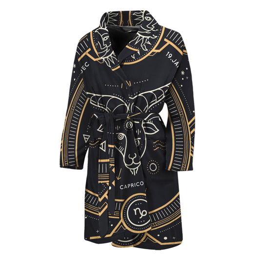 Vintage Capricorn Zodiac Sign Print Men's Bathrobe