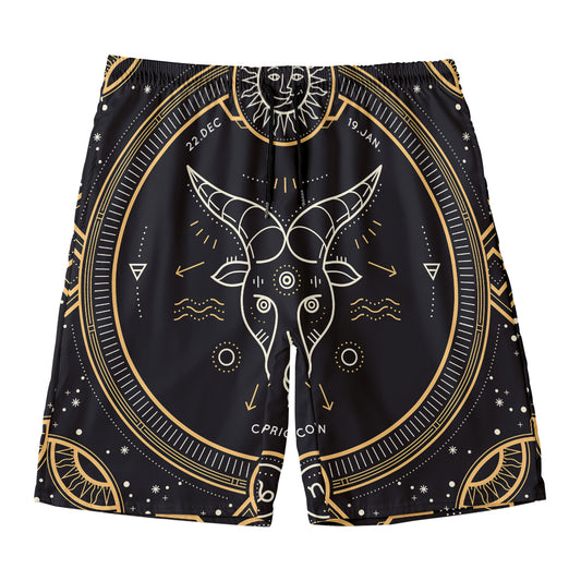 Vintage Capricorn Zodiac Sign Print Men's Swim Trunks