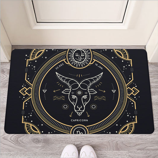 Vintage Capricorn Zodiac Sign Print Rubber Doormat
