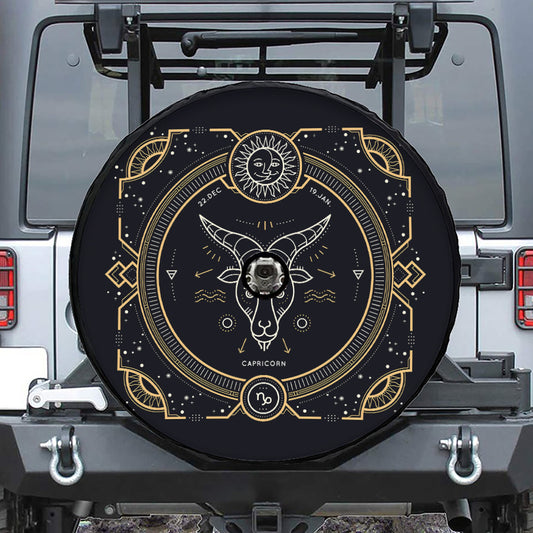 Vintage Capricorn Zodiac Sign Print Tire Cover With Camera Hole
