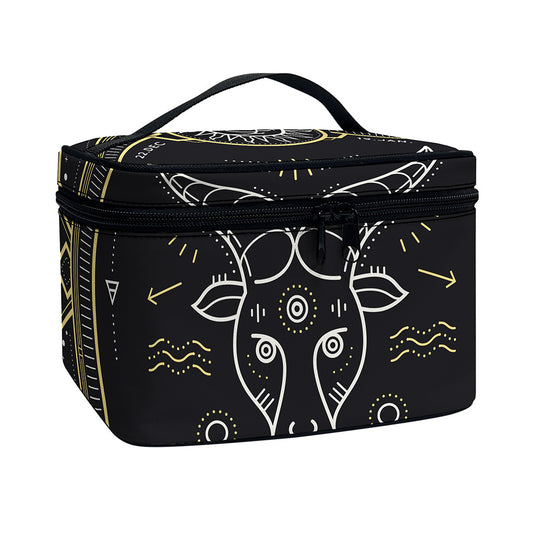 Vintage Capricorn Zodiac Sign Print Travel Makeup Bag