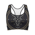 Vintage Capricorn Zodiac Sign Print Women's Sports Bra