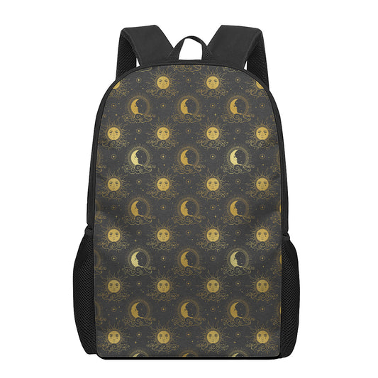 Vintage Celestial Pattern Print 17 Inch Backpack