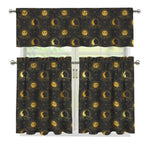 Vintage Celestial Pattern Print 3 Piece Kitchen Curtains
