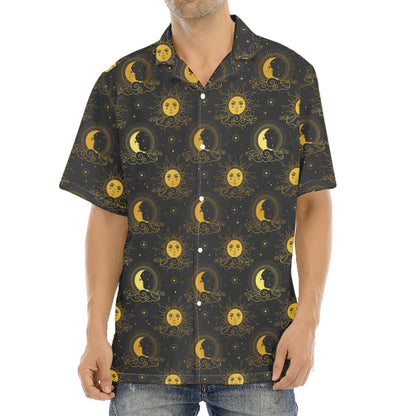 Vintage Celestial Pattern Print Aloha Shirt