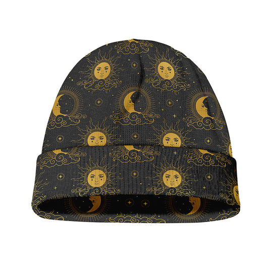 Vintage Celestial Pattern Print Beanie