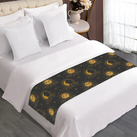 Vintage Celestial Pattern Print Bed Runner