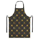 Vintage Celestial Pattern Print Bib Apron With Pocket