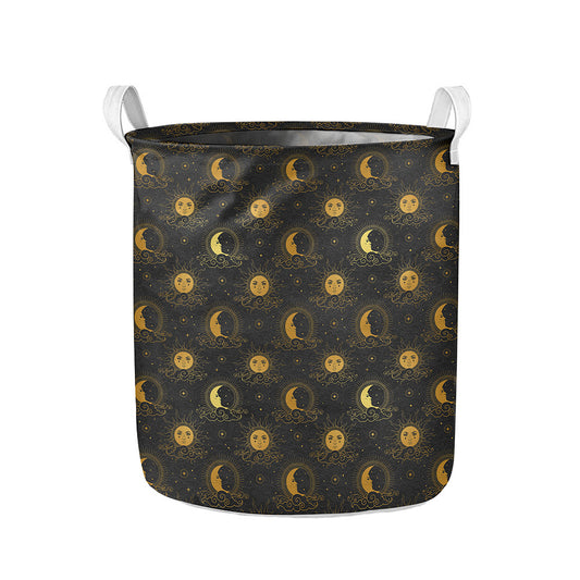 Vintage Celestial Pattern Print Collapsible Laundry Basket