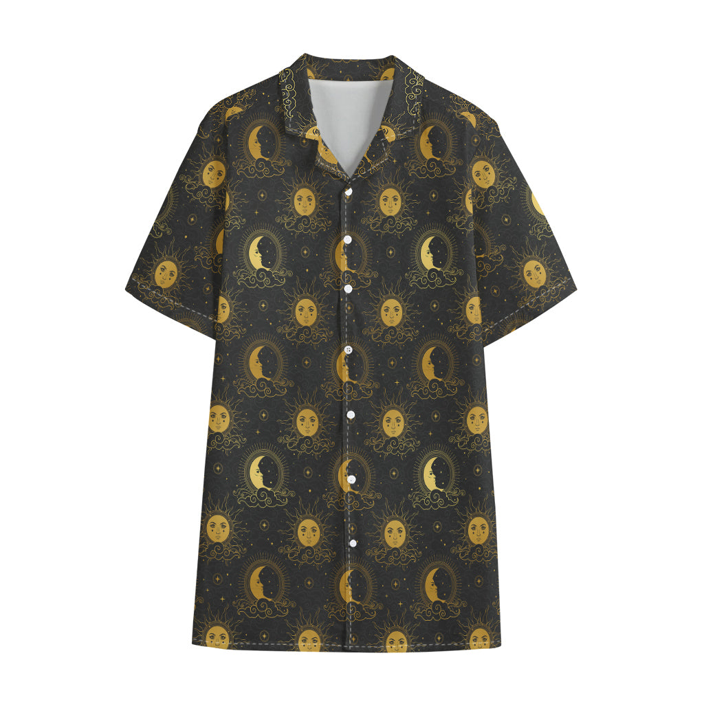 Vintage Celestial Pattern Print Cotton Hawaiian Shirt