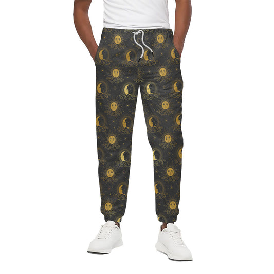 Vintage Celestial Pattern Print Cotton Pants