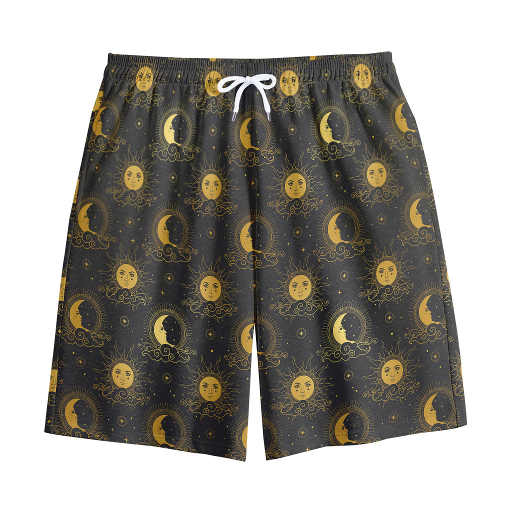 Vintage Celestial Pattern Print Cotton Shorts