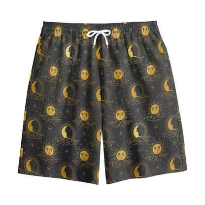 Vintage Celestial Pattern Print Cotton Shorts