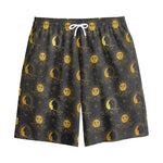 Vintage Celestial Pattern Print Cotton Shorts