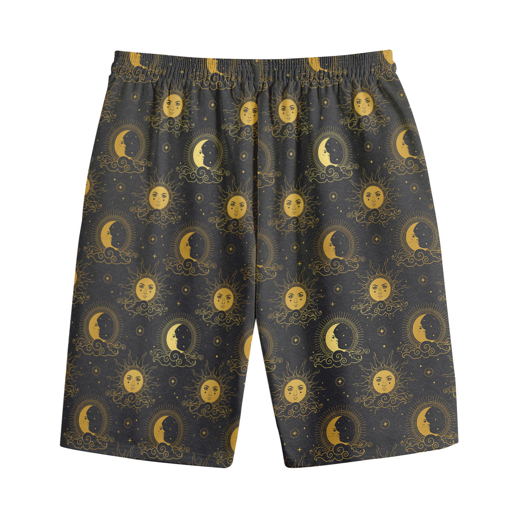 Vintage Celestial Pattern Print Cotton Shorts
