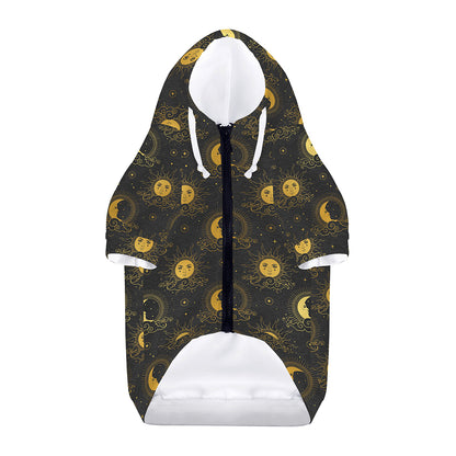 Vintage Celestial Pattern Print Dog Zip Up Hoodie
