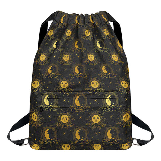 Vintage Celestial Pattern Print Drawstring Backpack