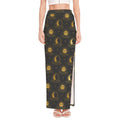 Vintage Celestial Pattern Print High Slit Maxi Skirt