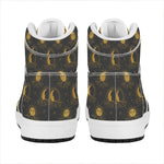 Vintage Celestial Pattern Print High Top Leather Sneakers