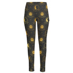Vintage Celestial Pattern Print High-Waisted Pocket Leggings