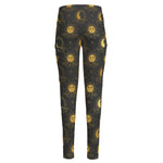 Vintage Celestial Pattern Print High-Waisted Pocket Leggings