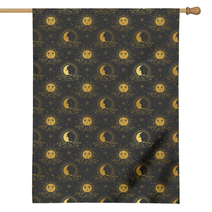 Vintage Celestial Pattern Print House Flag