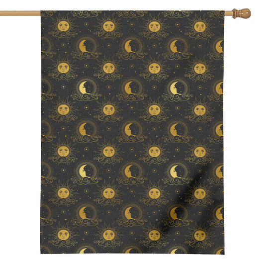 Vintage Celestial Pattern Print House Flag