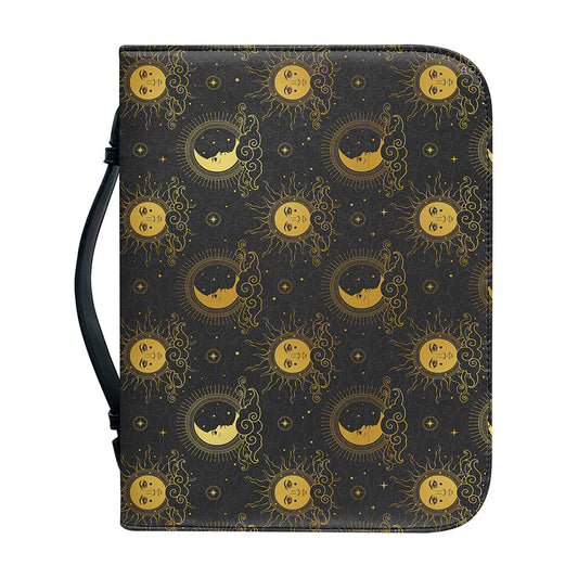 Vintage Celestial Pattern Print Leather Bible Cover