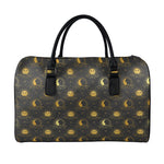 Vintage Celestial Pattern Print Leather Duffle Bag