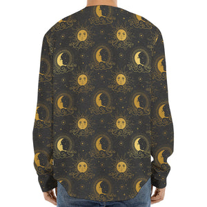 Vintage Celestial Pattern Print Long Sleeve Baseball Jersey