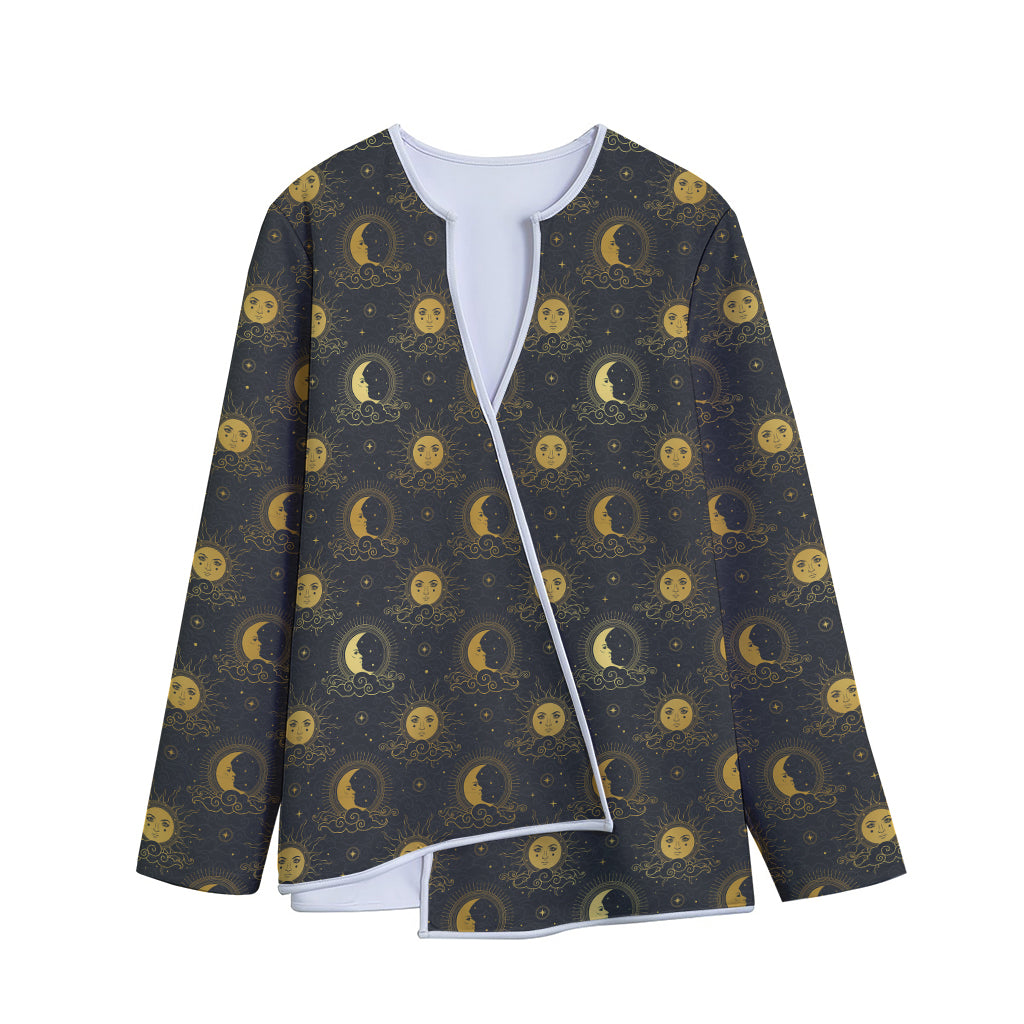 Vintage Celestial Pattern Print Long Sleeve Short Coat