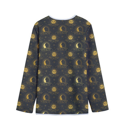 Vintage Celestial Pattern Print Long Sleeve Short Coat