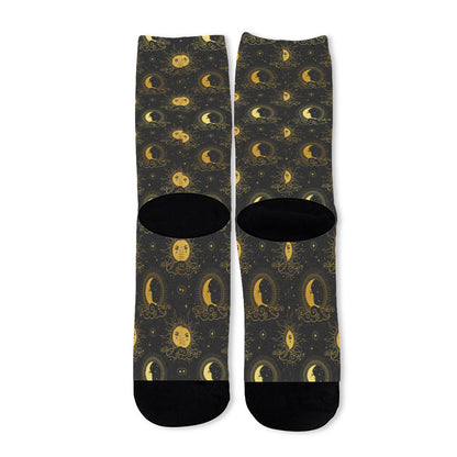 Vintage Celestial Pattern Print Long Socks