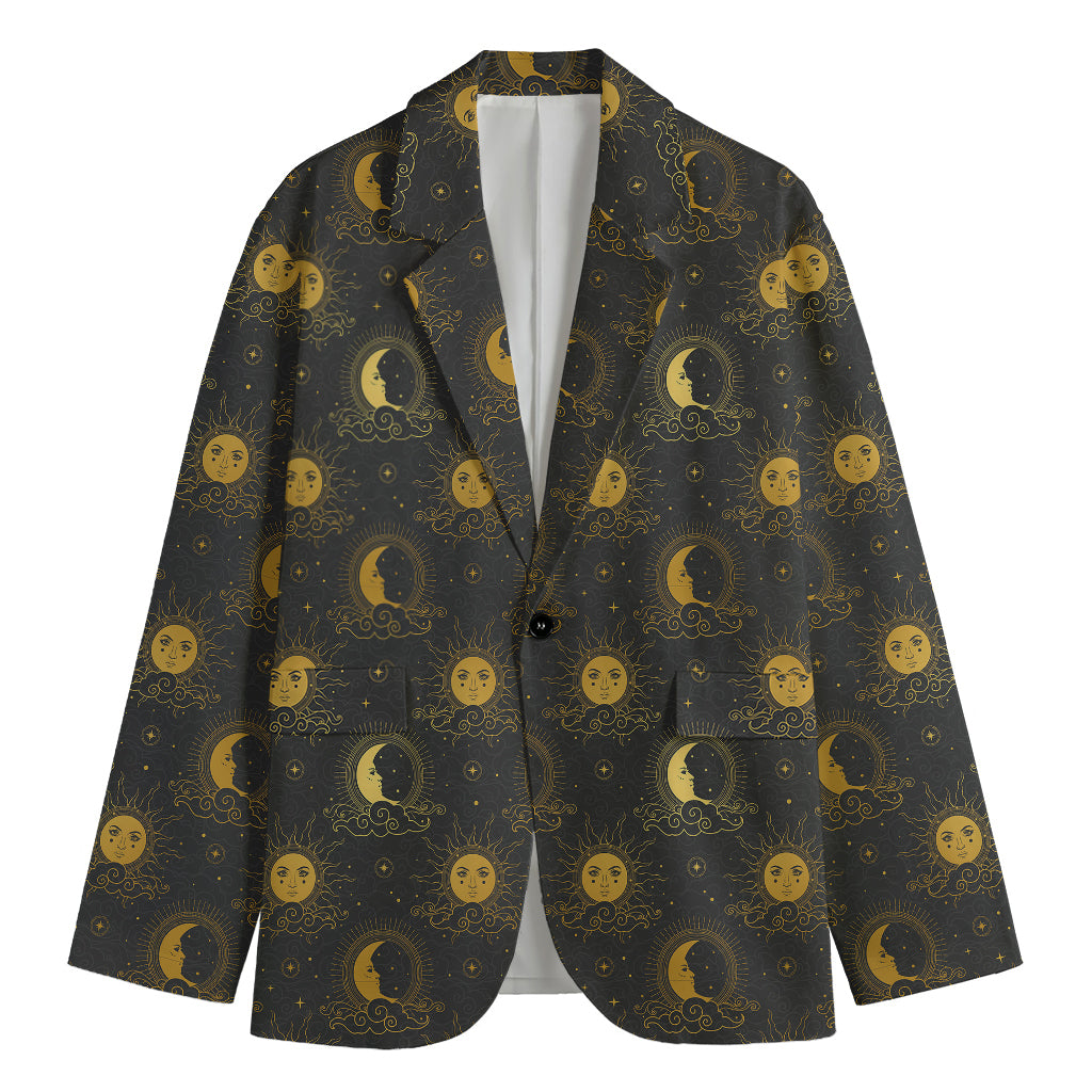 Vintage Celestial Pattern Print Men's Cotton Blazer