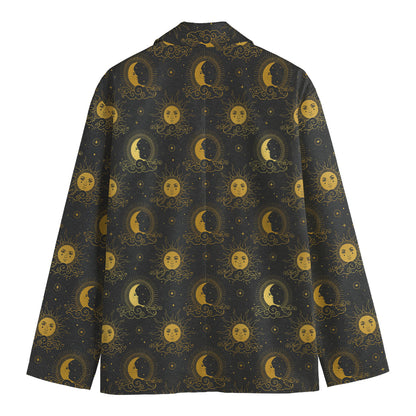 Vintage Celestial Pattern Print Men's Cotton Blazer