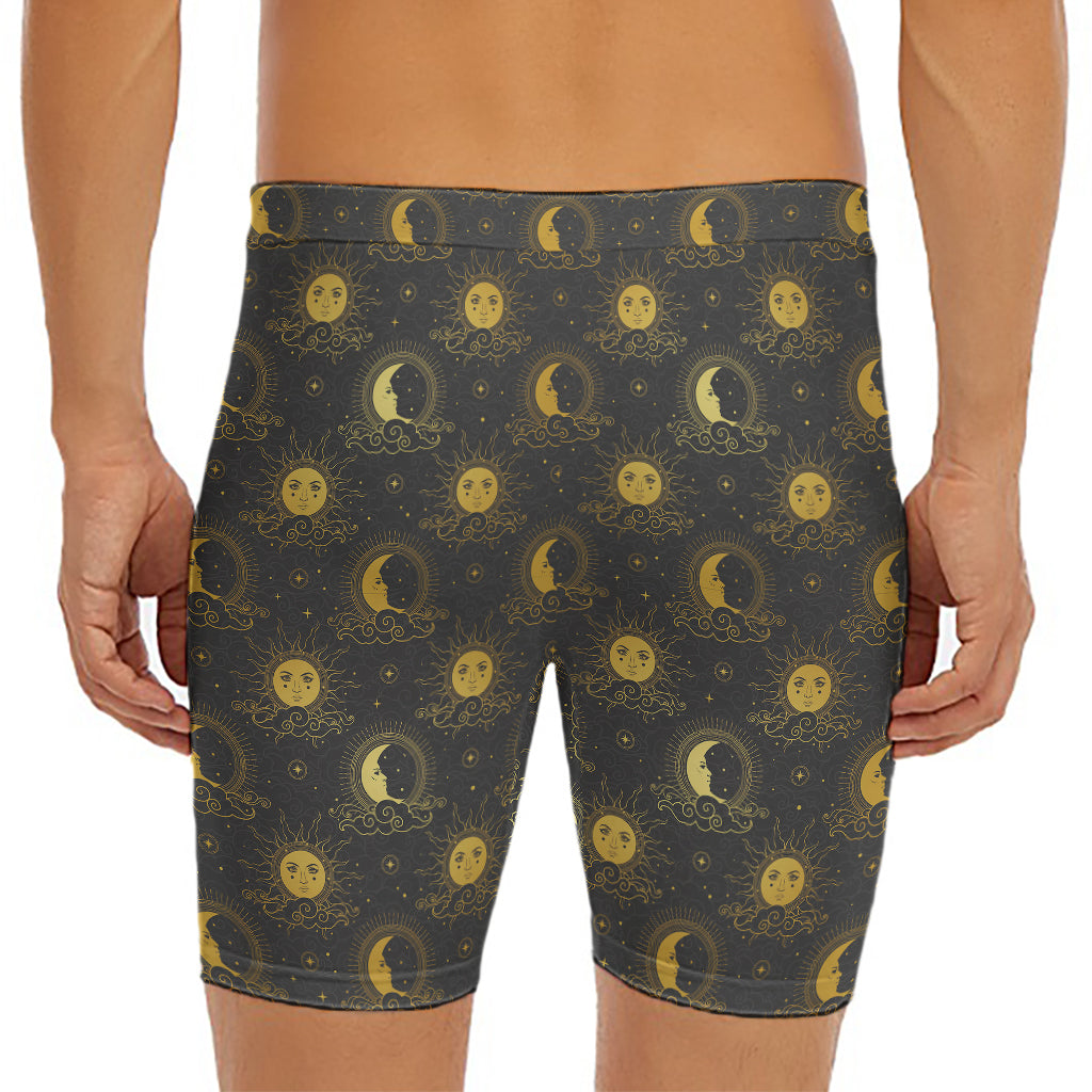Vintage Celestial Pattern Print Men's Long Boxer Briefs