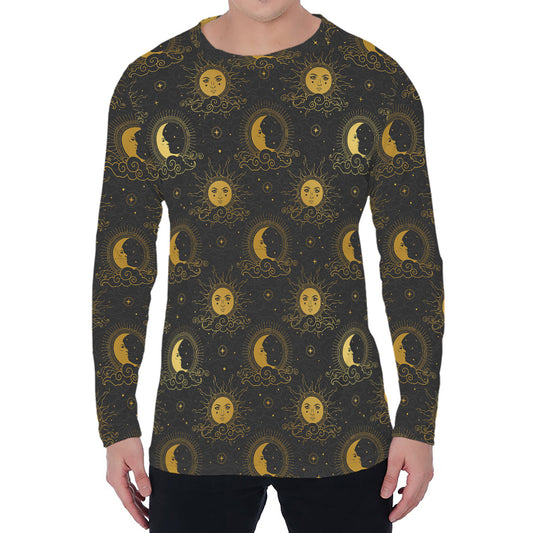Vintage Celestial Pattern Print Men's Long Sleeve T-Shirt