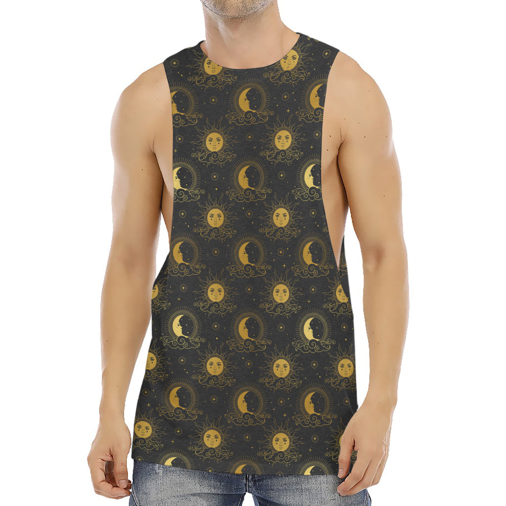 Vintage Celestial Pattern Print Men's Muscle Tank Top