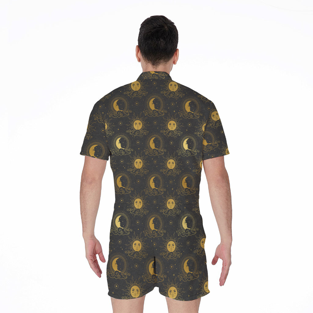 Vintage Celestial Pattern Print Men's Rompers
