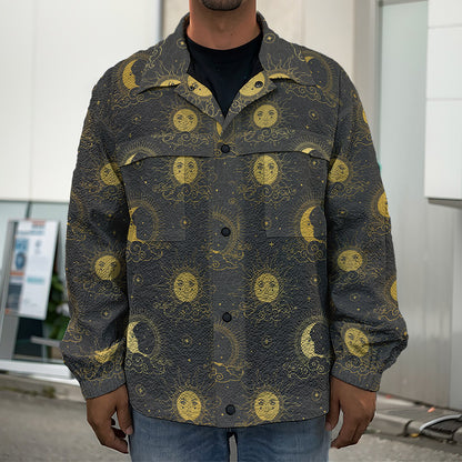 Vintage Celestial Pattern Print Men's Shirt Jacket