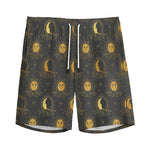 Vintage Celestial Pattern Print Men's Sports Shorts