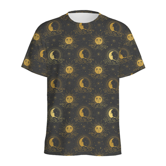 Vintage Celestial Pattern Print Men's Sports T-Shirt