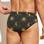 Vintage Celestial Pattern Print Men's Swim Briefs