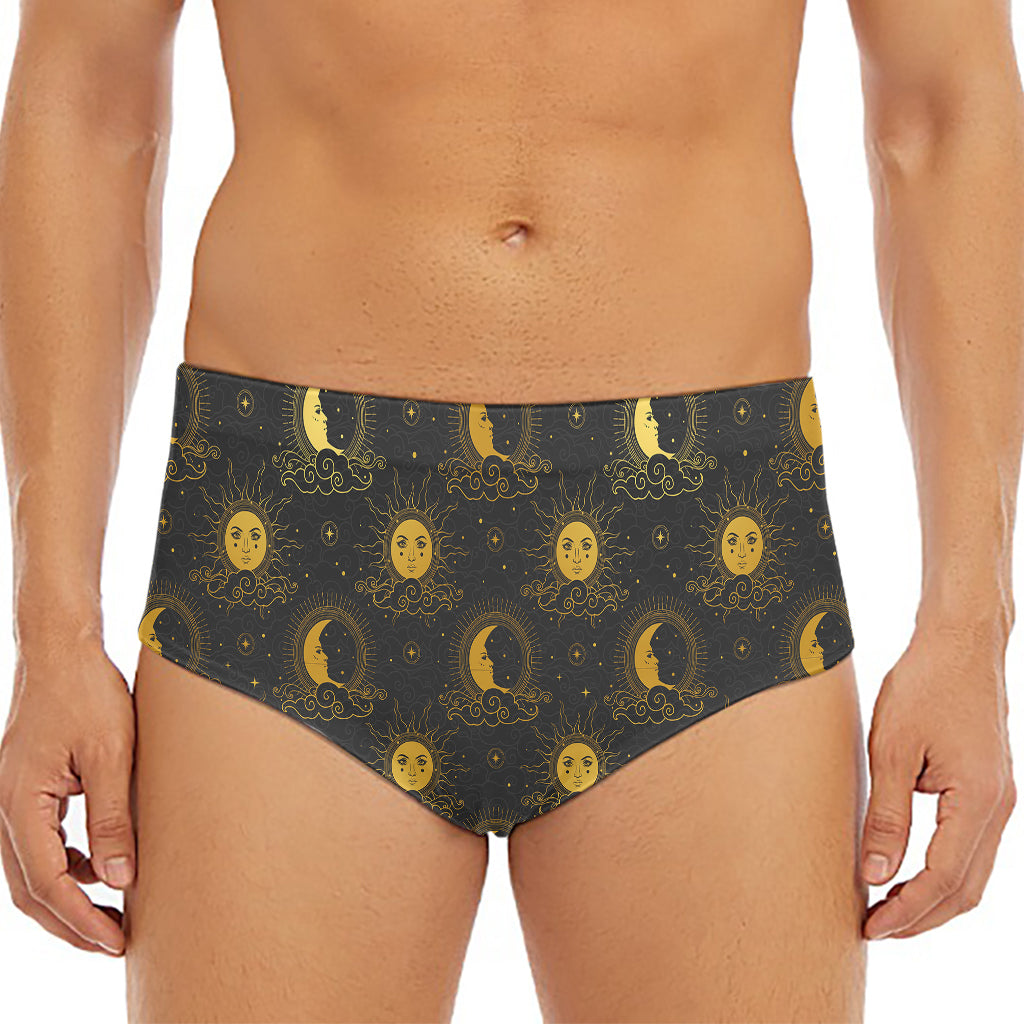 Vintage Celestial Pattern Print Men's Triangle Swim Briefs