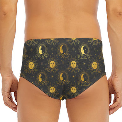 Vintage Celestial Pattern Print Men's Triangle Swim Briefs